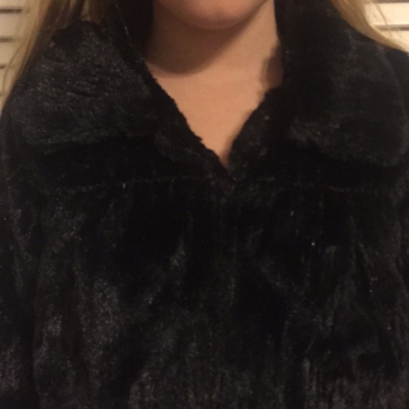 Black Faux Fur Sparkle Jacket satin lined - Picture 4 of 4